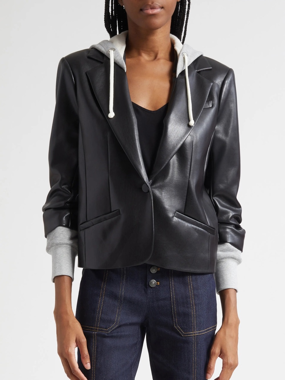 Cinq a Sept Khloe Hooded Faux Leather Jacket